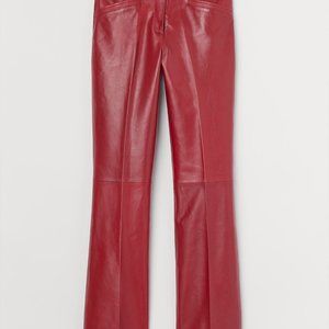 Y2K Hennes Collection Marbled Burgundy Calf Leather Bootcut Pants EU42 (US34/34)